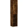 Hoge kast 34,5x34x180 cm bewerkt hout gerookt eikenkleurig