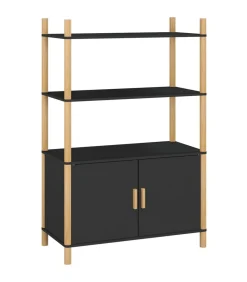 Hoge kast 80x40x121 cm bewerkt hout zwart