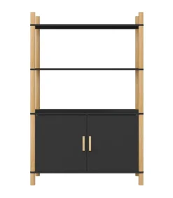Hoge kast 80x40x121 cm bewerkt hout zwart