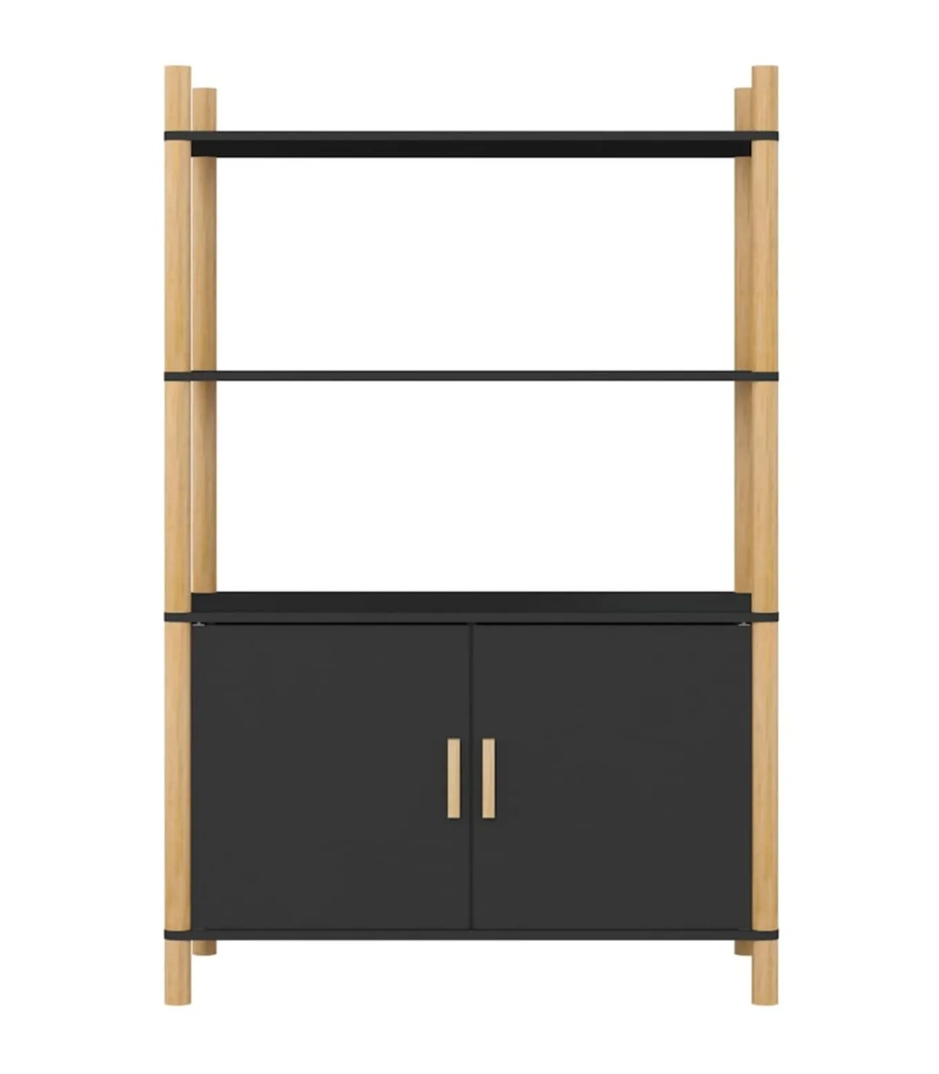 Hoge kast 80x40x121 cm bewerkt hout zwart