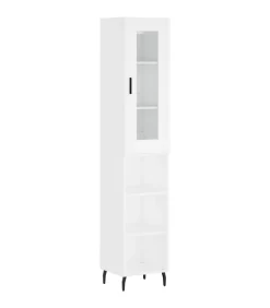 Hoge kast 34,5x34x180 cm bewerkt hout wit