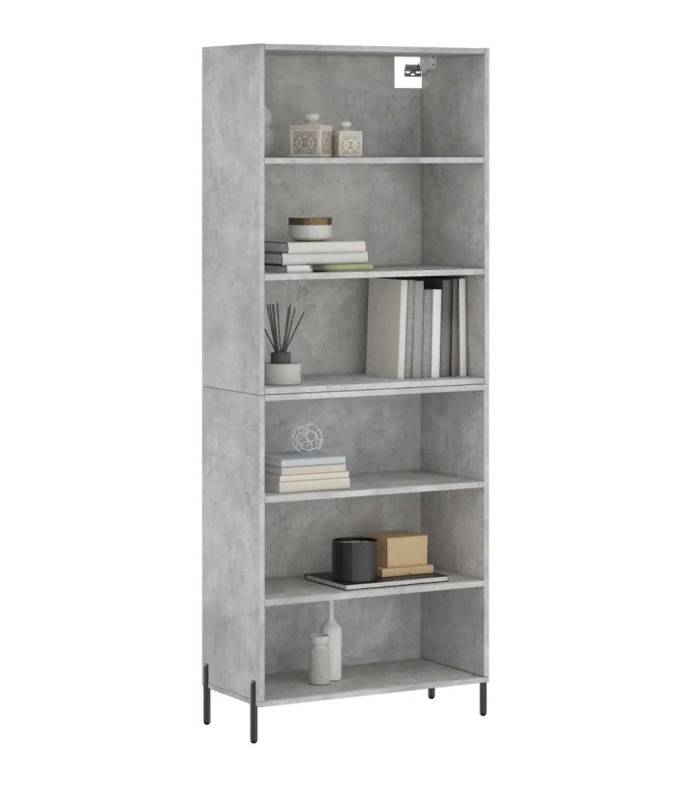 Hoge kast 69,5x32,5x180 cm bewerkt hout betongrijs