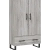 Hoge kast 69,5x31x115 cm bewerkt hout grijs sonoma eikenkleurig