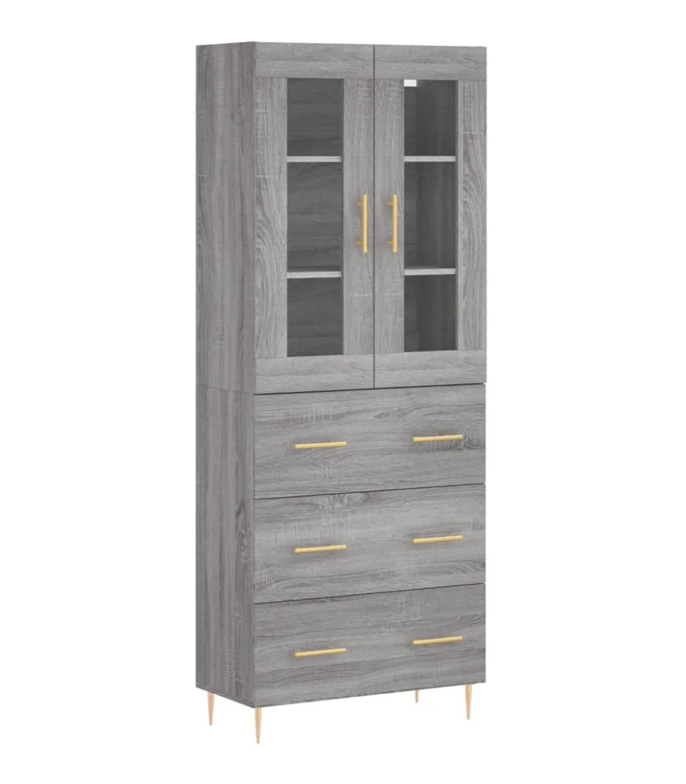 Hoge kast 69,5x34x180 cm bewerkt hout grijs sonoma eikenkleurig