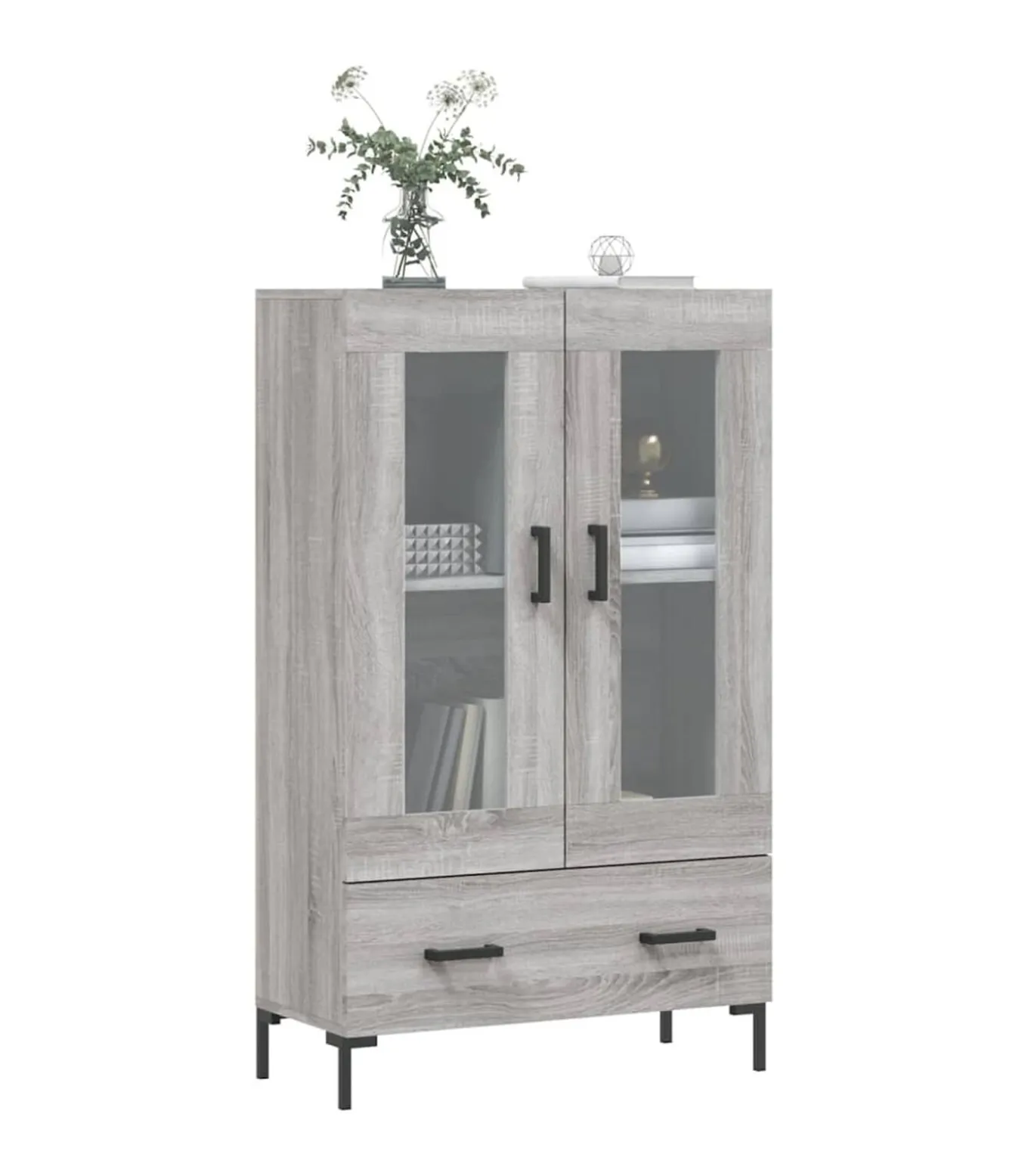 Hoge kast 69,5x31x115 cm bewerkt hout grijs sonoma eikenkleurig