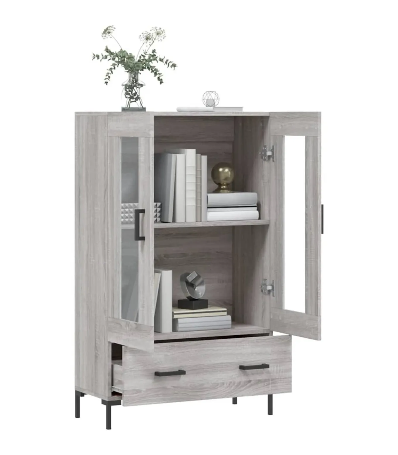 Hoge kast 69,5x31x115 cm bewerkt hout grijs sonoma eikenkleurig