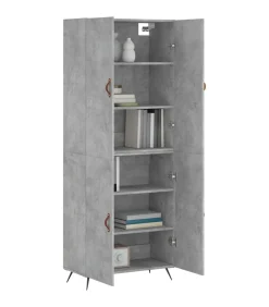 Hoge kast 69,5x34x180 cm bewerkt hout betongrijs