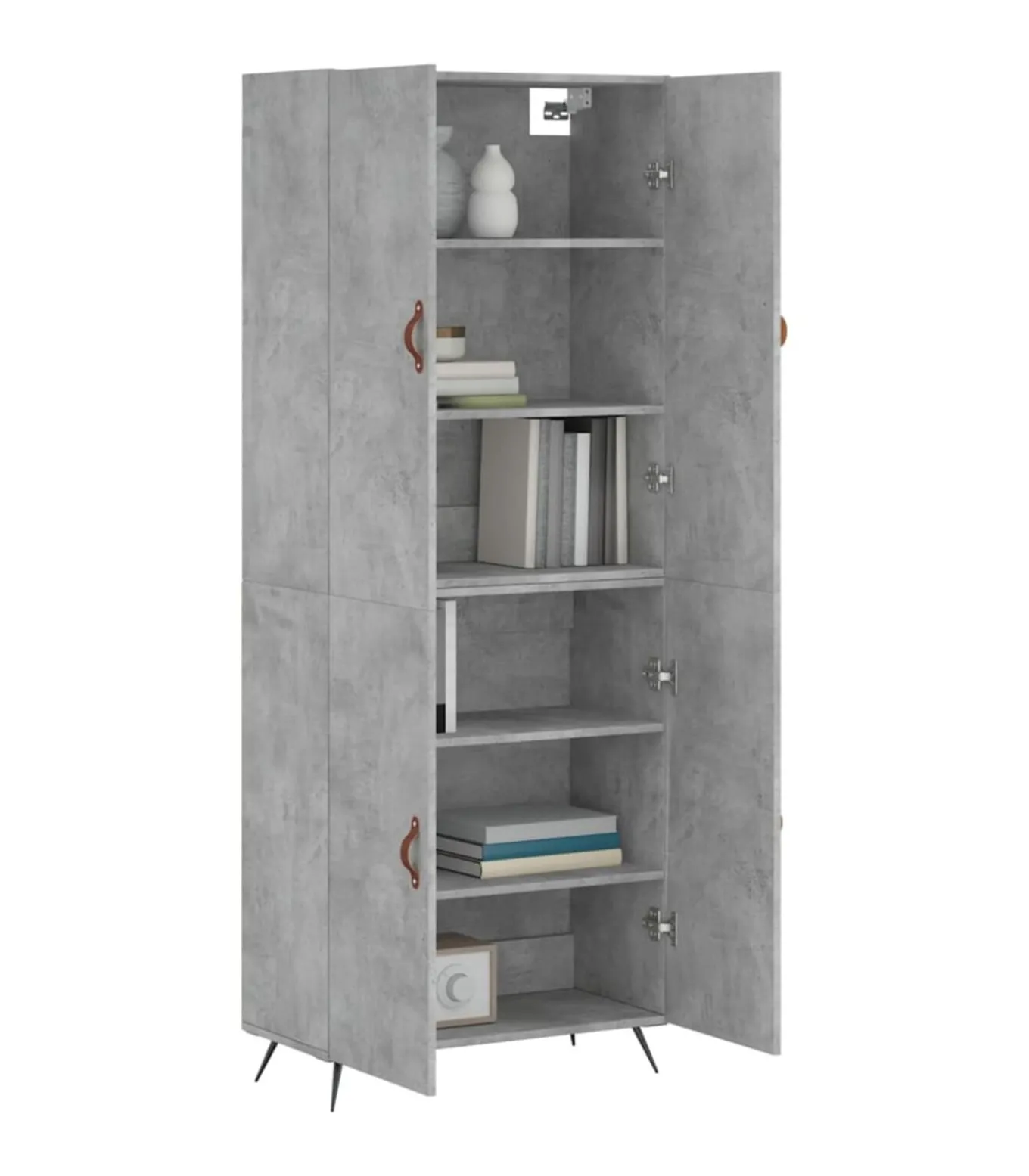 Hoge kast 69,5x34x180 cm bewerkt hout betongrijs