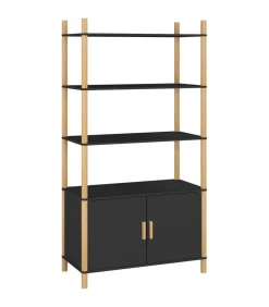 Hoge kast 80x40x153 cm bewerkt hout zwart