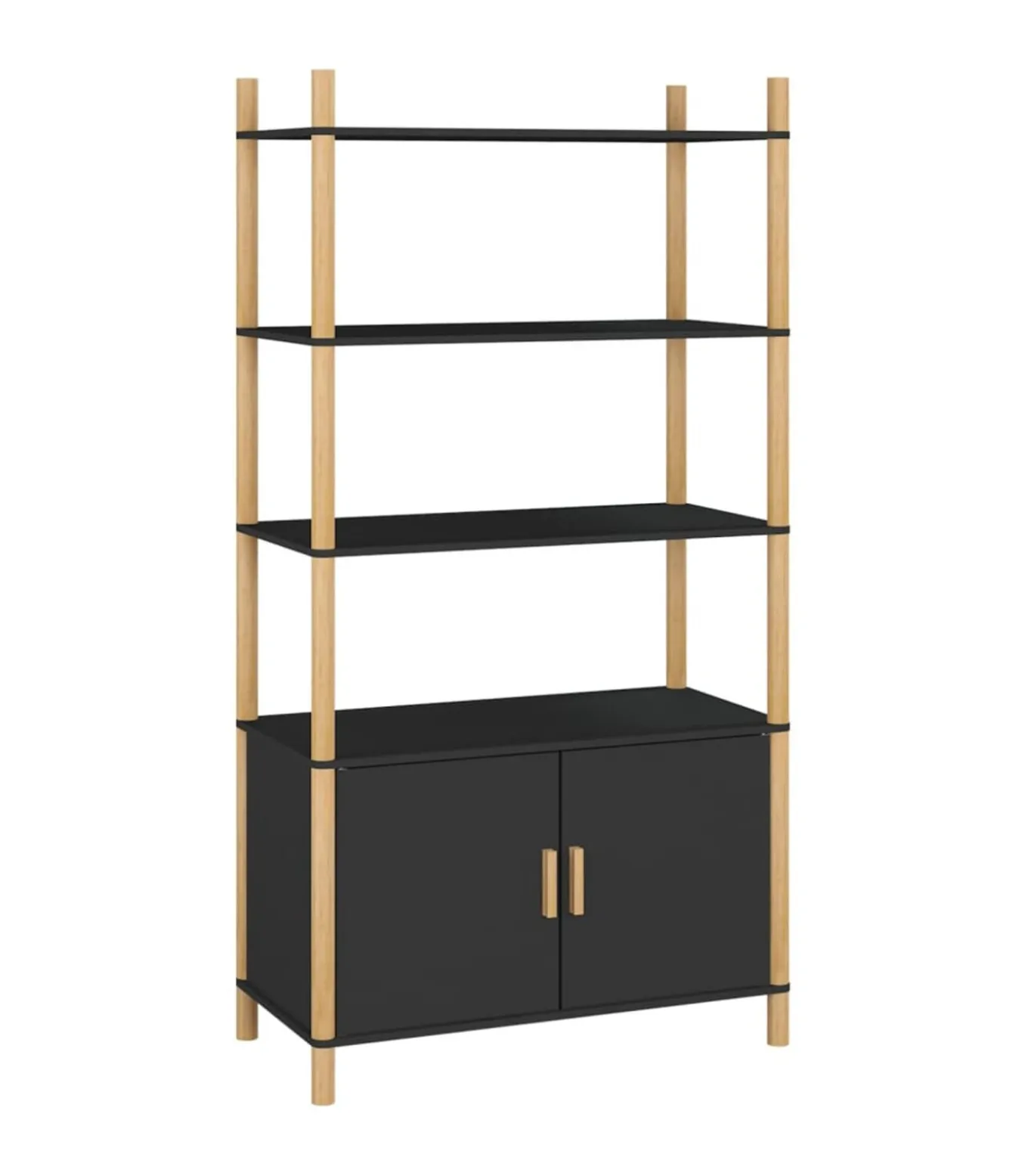 Hoge kast 80x40x153 cm bewerkt hout zwart