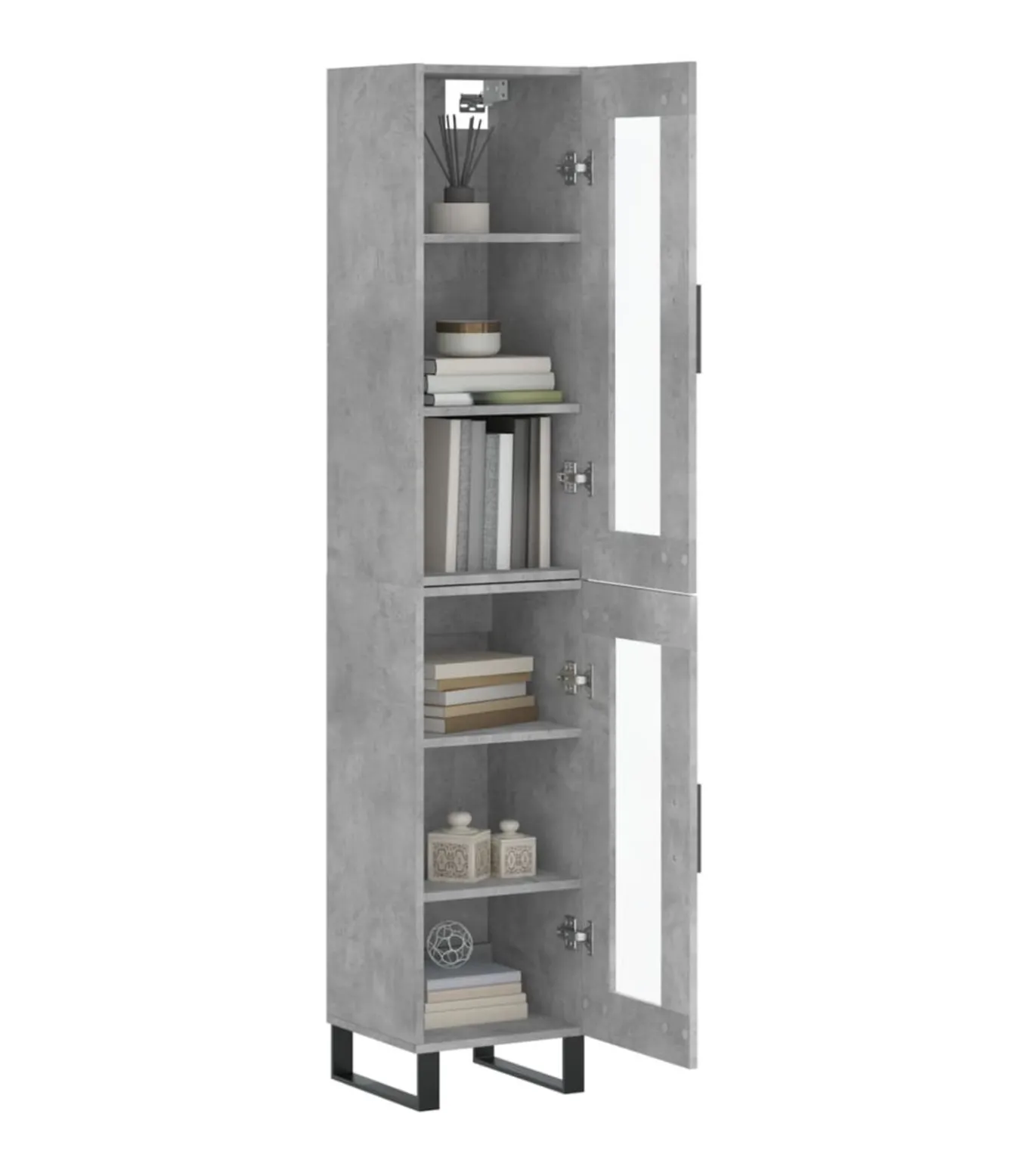 Hoge kast 34,5x34x180 cm bewerkt hout betongrijs