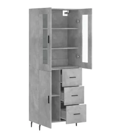 Hoge kast 69,5x34x180 cm bewerkt hout betongrijs