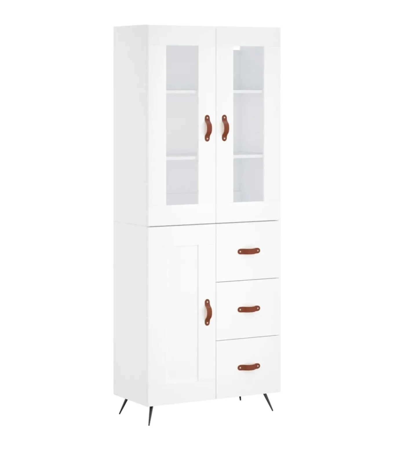 Hoge kast 69,5x34x180 cm bewerkt hout wit