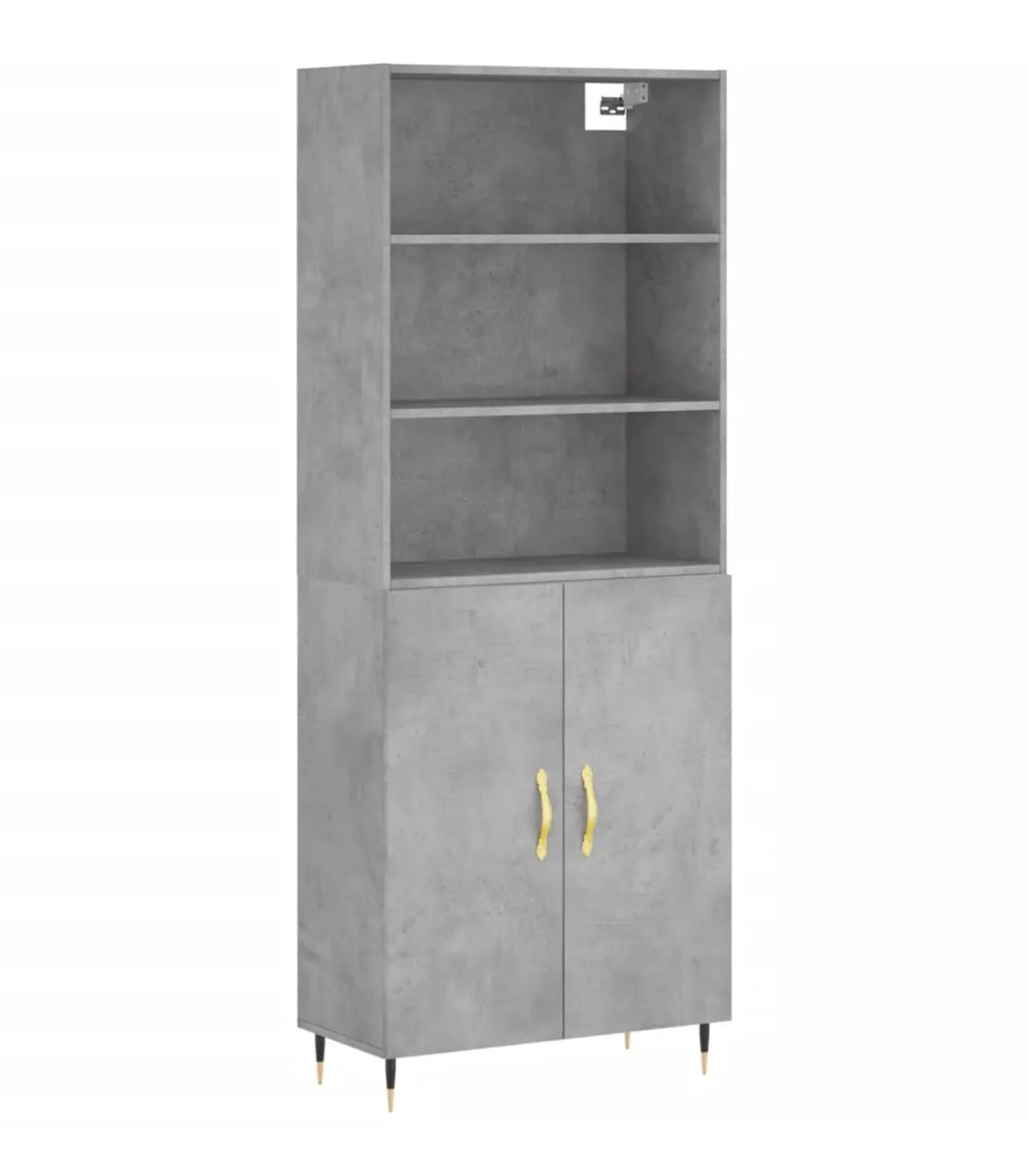 Hoge kast 69,5x34x180 cm bewerkt hout betongrijs