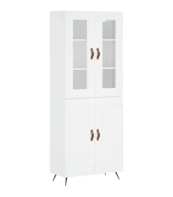 Hoge kast 69,5x34x180 cm bewerkt hout wit