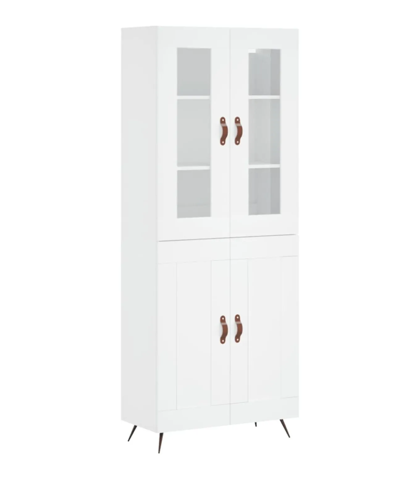 Hoge kast 69,5x34x180 cm bewerkt hout wit