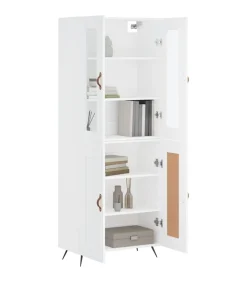 Hoge kast 69,5x34x180 cm bewerkt hout wit