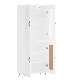 Hoge kast 69,5x34x180 cm bewerkt hout wit
