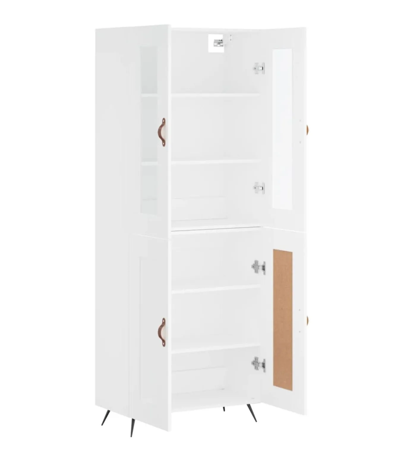 Hoge kast 69,5x34x180 cm bewerkt hout wit