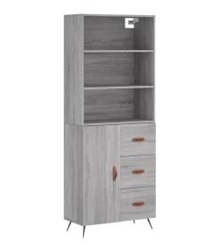 Hoge kast 69,5x34x180 cm bewerkt hout grijs sonoma eikenkleurig