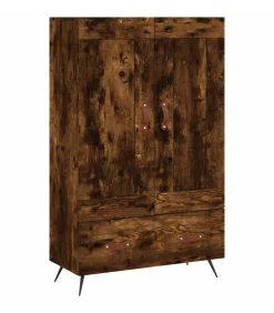 Hoge kast 69,5x31x115 cm bewerkt hout gerookt eikenkleurig