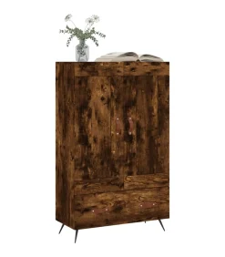Hoge kast 69,5x31x115 cm bewerkt hout gerookt eikenkleurig