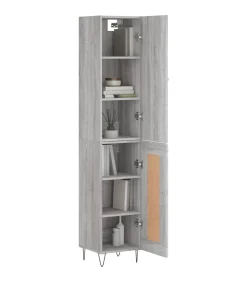 Hoge kast 34,5x34x180 cm bewerkt hout grijs sonoma eikenkleurig