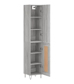 Hoge kast 34,5x34x180 cm bewerkt hout grijs sonoma eikenkleurig
