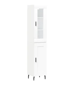 Hoge kast 34,5x34x180 cm bewerkt hout wit