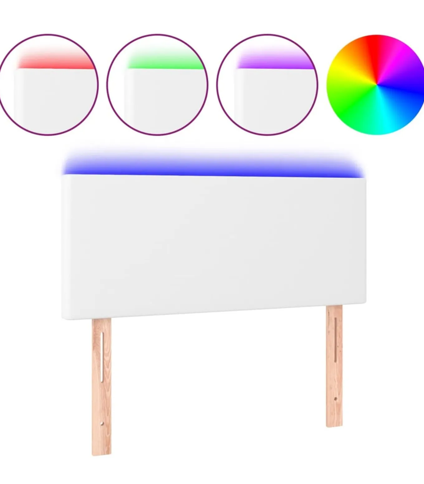 Hoofdbord LED 80x5x78/88 cm kunstleer wit