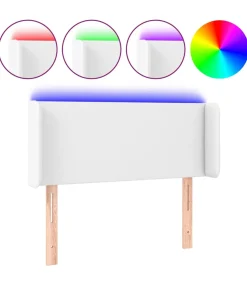 Hoofdbord LED 83x16x78/88 cm kunstleer wit