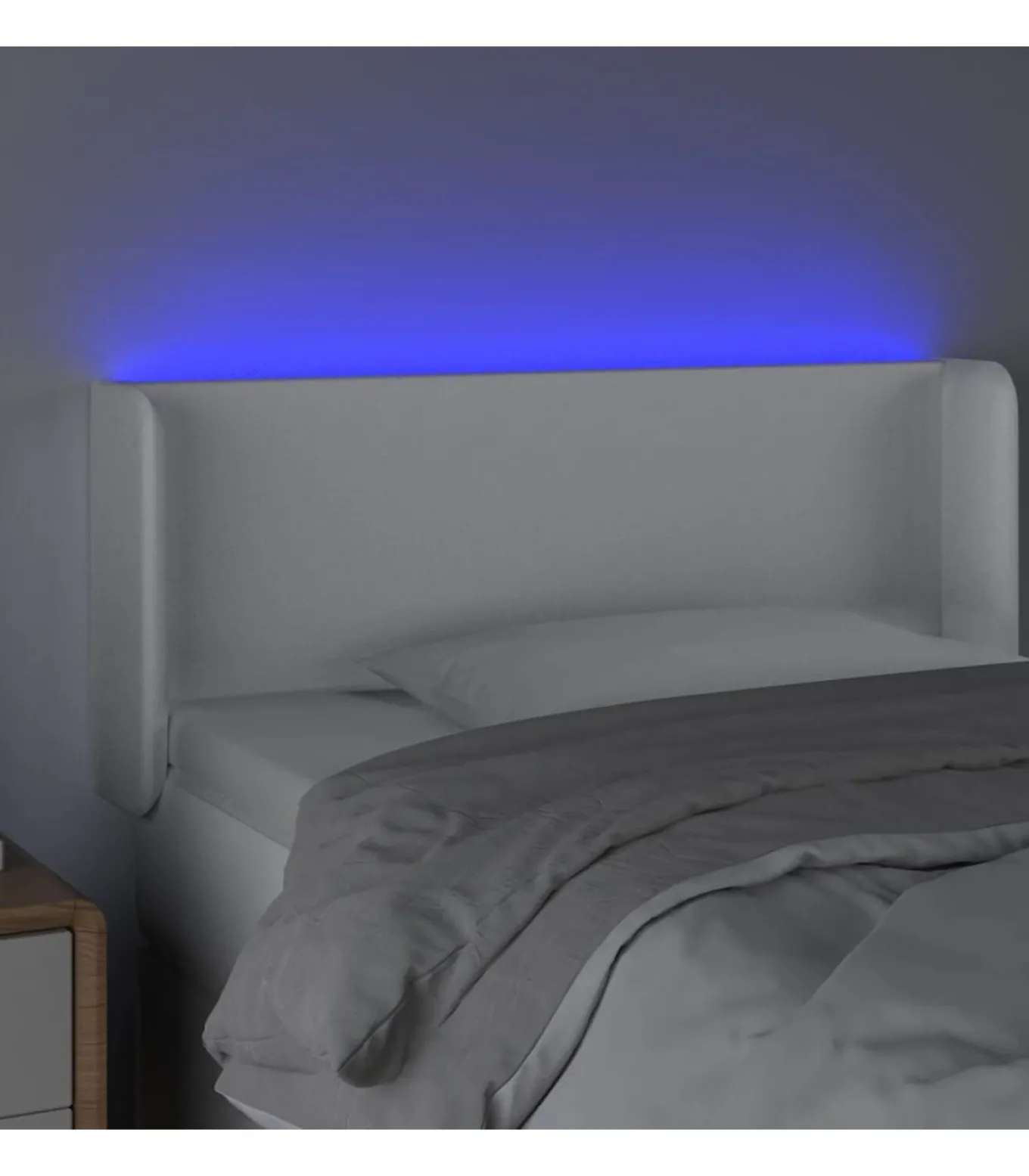 Hoofdbord LED 83x16x78/88 cm kunstleer wit