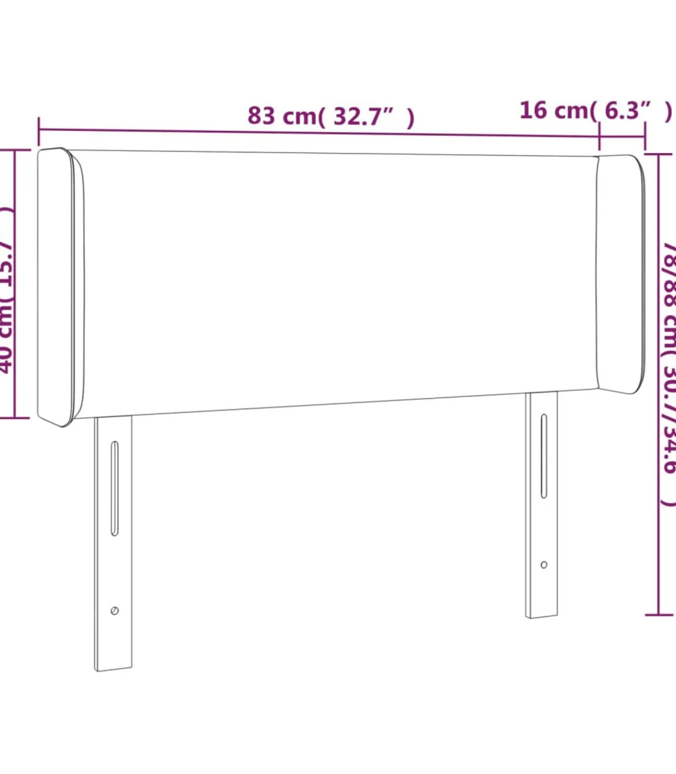 Hoofdbord LED 83x16x78/88 cm kunstleer wit