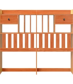 Hoofdbord met opbergruimte 120 cm massief grenenhout wasbruin