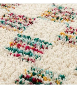 Hoogpolig vloerkleed met veelkleurig vierkant patroon 120 x 170 cm