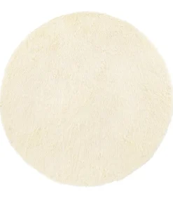 Hoogpolig vloerkleed NAVARRA 200x200 cm polyester crèmekleurig