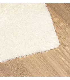 Hoogpolig vloerkleed NAVARRA 120x120 cm polyester crèmekleurig