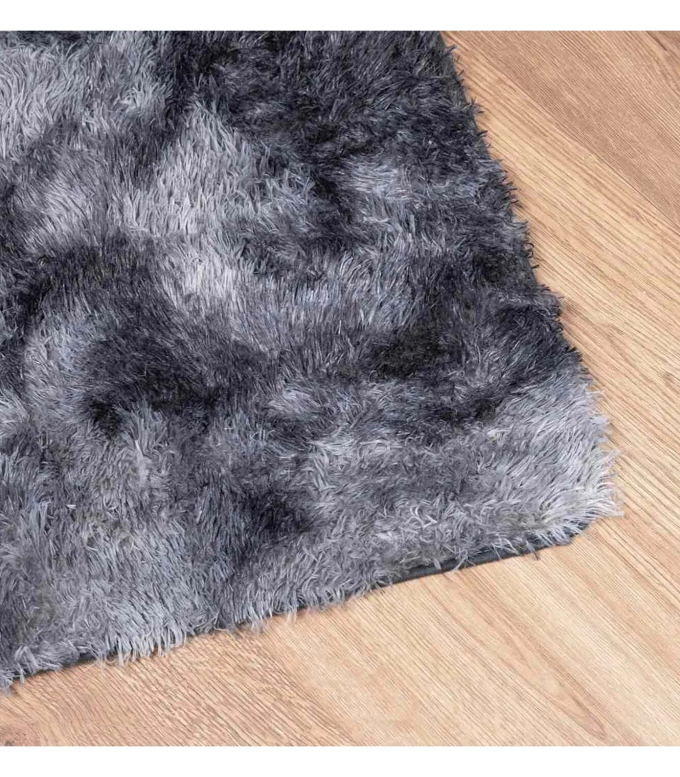 Hoogpolig vloerkleed NAVARRA 120x120 cm polyester donkergrijs