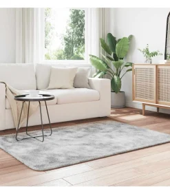 Hoogpolig vloerkleed NAVARRA 120x170 cm polyester zilvergrijs