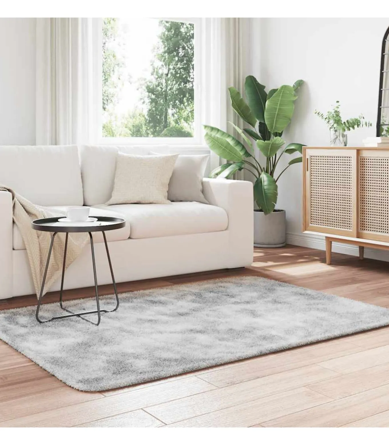 Hoogpolig vloerkleed NAVARRA 120x170 cm polyester zilvergrijs