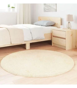 Hoogpolig vloerkleed NAVARRA 120x120 cm polyester crèmekleurig