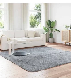 Hoogpolig vloerkleed NAVARRA 240x240 cm polyester lichtgrijs