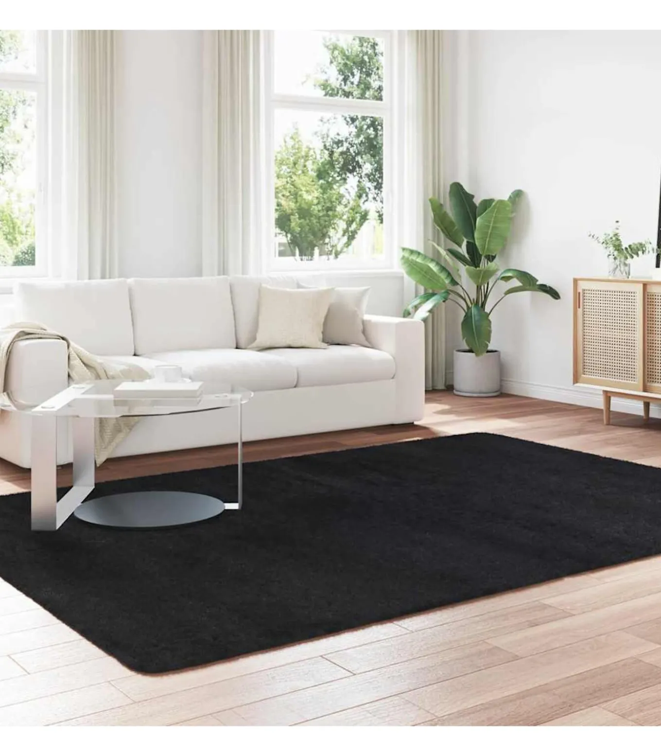 Hoogpolig vloerkleed NAVARRA 200x290 cm polyester zwart