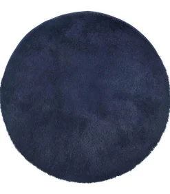Hoogpolig vloerkleed NAVARRA 120x120 cm polyester marineblauw