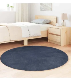 Hoogpolig vloerkleed NAVARRA 120x120 cm polyester marineblauw