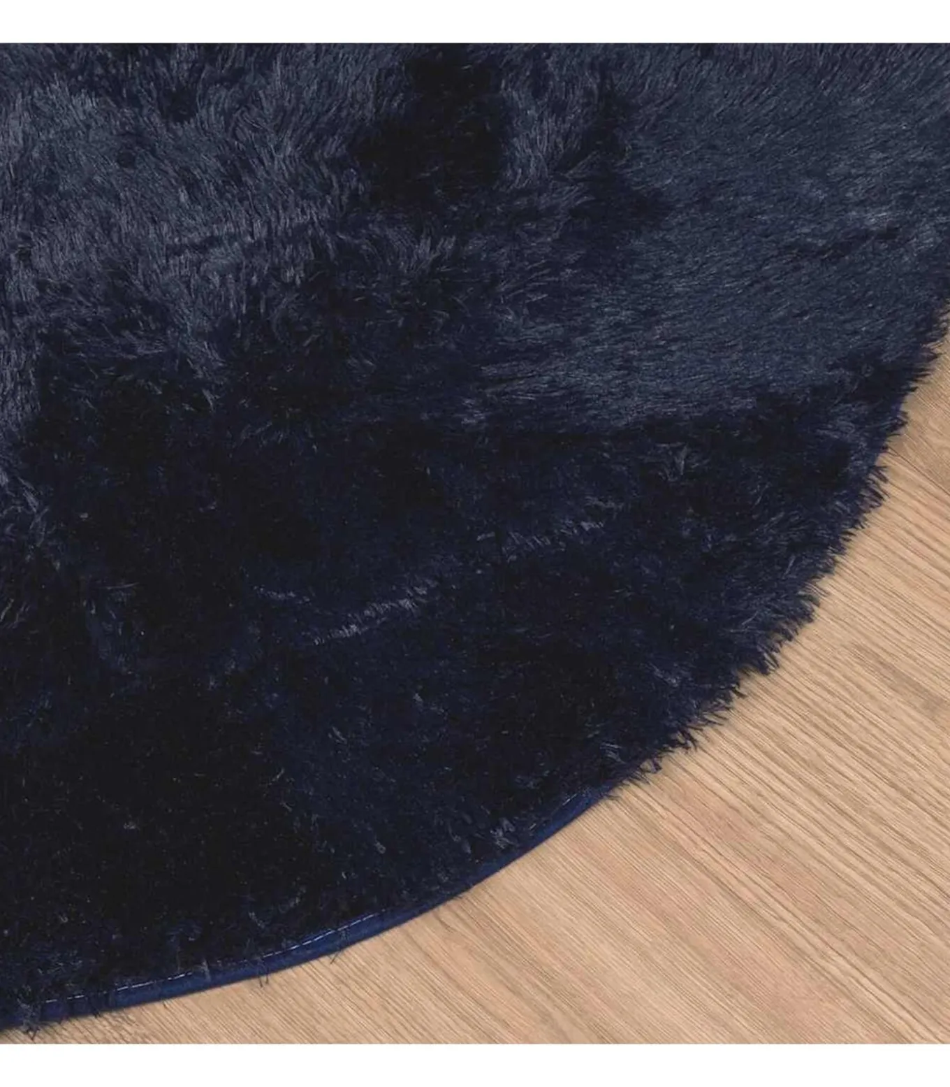 Hoogpolig vloerkleed NAVARRA 120x120 cm polyester marineblauw