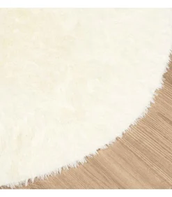 Hoogpolig vloerkleed NAVARRA 240x240 cm polyester crèmekleurig