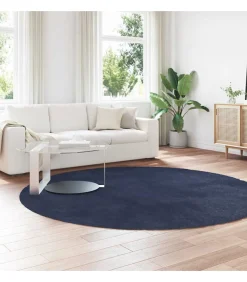 Hoogpolig vloerkleed NAVARRA 240x240 cm polyester marineblauw