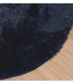 Hoogpolig vloerkleed NAVARRA 240x240 cm polyester marineblauw