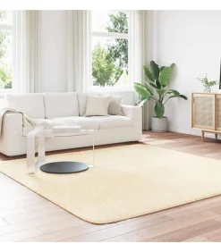 Hoogpolig vloerkleed NAVARRA 240x240 cm polyester crèmekleurig